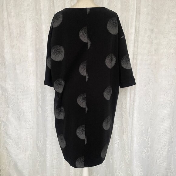 Mama B Womens XL Dress Black Italy Dot Oversized Lagenlook Pocket Short Sleeve - Picture 3 of 7